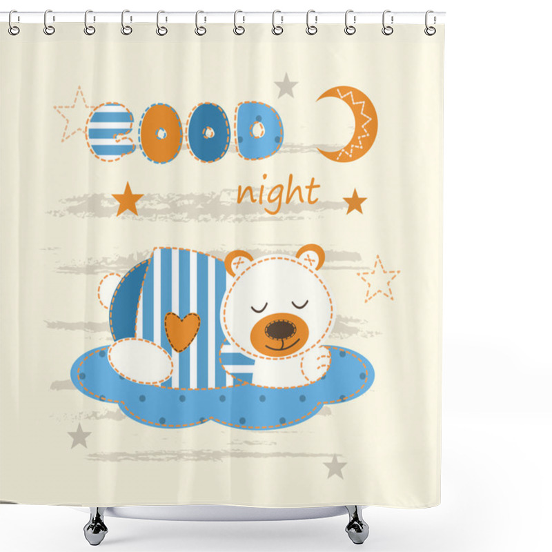 Personality  Cute Baby Background With Sleeping Bear Shower Curtains