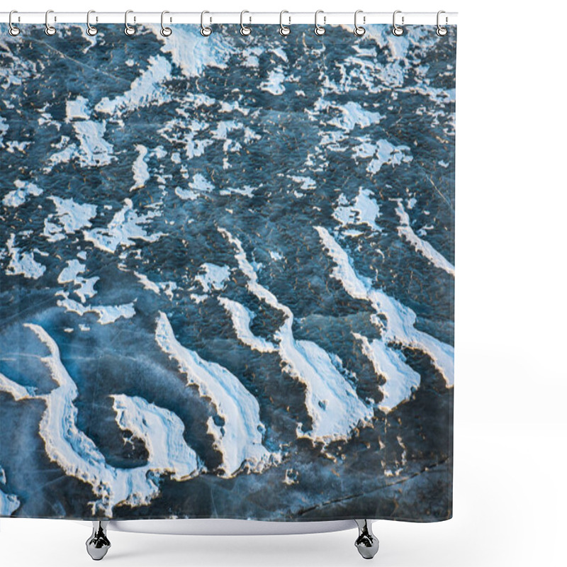 Personality  Frozen River In Mongolian Winter Landscape Shower Curtains