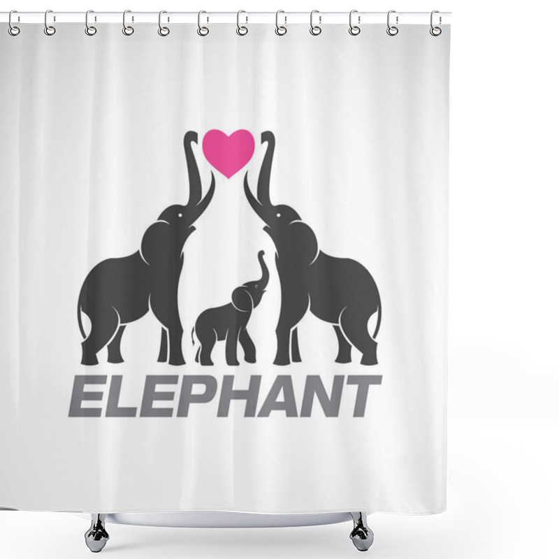 Personality  Vector Of Family Elephants And Pink Heart On White Background,  Shower Curtains