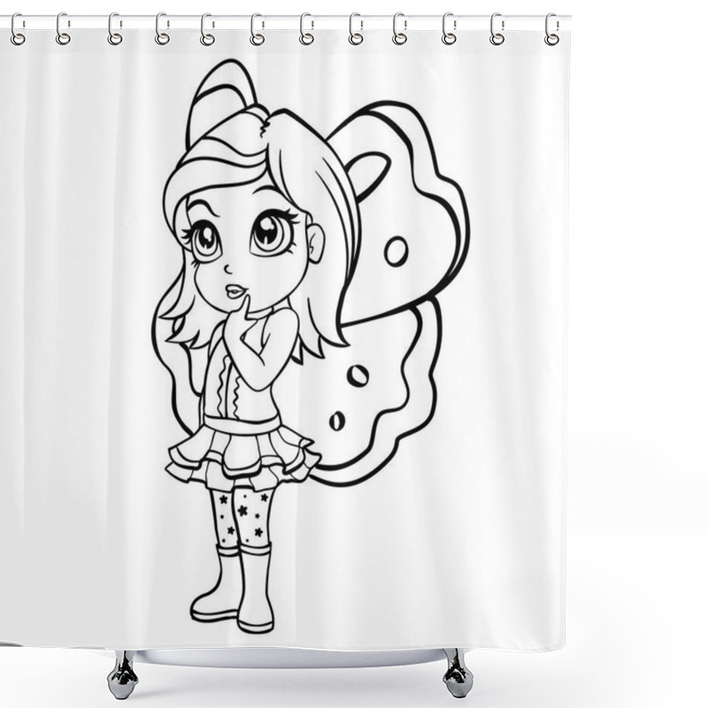 Personality  Vector Doodle Elf Fairy Girl Illustration Shower Curtains