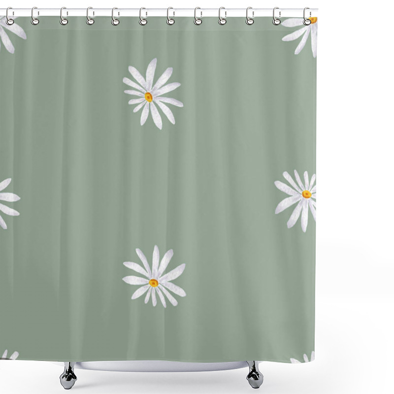 Personality  Watercolor Seamless Floral Pattern. Illustration Flowers Daisies Drawn By Hand. Spring Botanical Print Floral Texture For Textile And Fashion Design. Shower Curtains