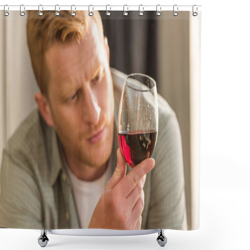 Personality  Man With Glass Of Wine Shower Curtains