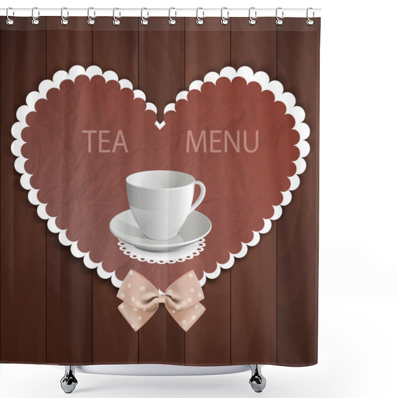 Personality  Vector Cup Of Tea With Heart Shower Curtains