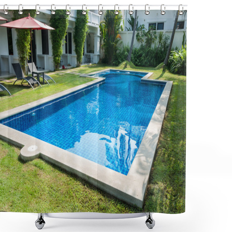 Personality  Residence With Swimming Pool Shower Curtains