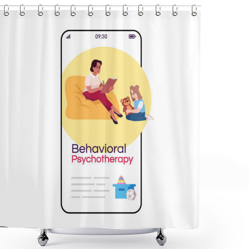 Personality  Behavioral Psychotherapy Cartoon Smartphone Vector App Screen. C Shower Curtains