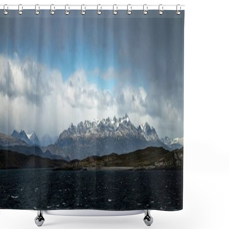 Personality  View Of The Mountain Ranges In The Beagle Channel, Near The City Of Ushuaia, Argentina Shower Curtains