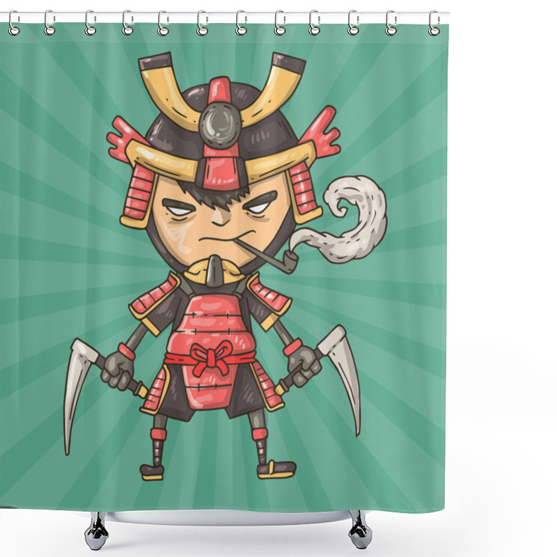 Personality  Cartoon Samurai Shower Curtains