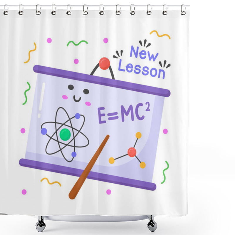 Personality  Physics Vector Sticker, Education Modern Simple Flat Design Isolated On White Background. Shower Curtains