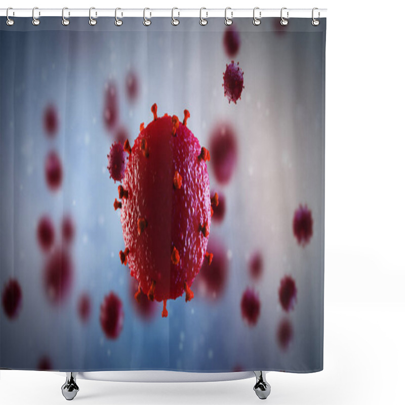 Personality  3d Illustration Of HIV Virus. Medical Concept Shower Curtains