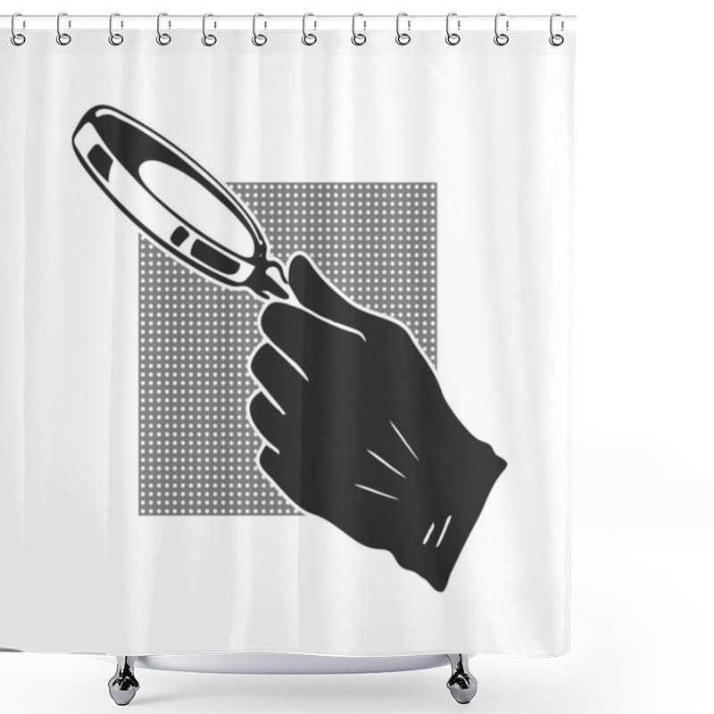 Personality  Detective Hand In Glove With Magnifying Glass Shower Curtains