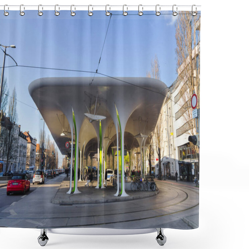 Personality  Munich, Germany - April 05, 2023: Tram Station Muenchner Freiheit With Unidentified People. Munich Is The Capital And Most Populous City Of The Free State Of Bavaria Shower Curtains