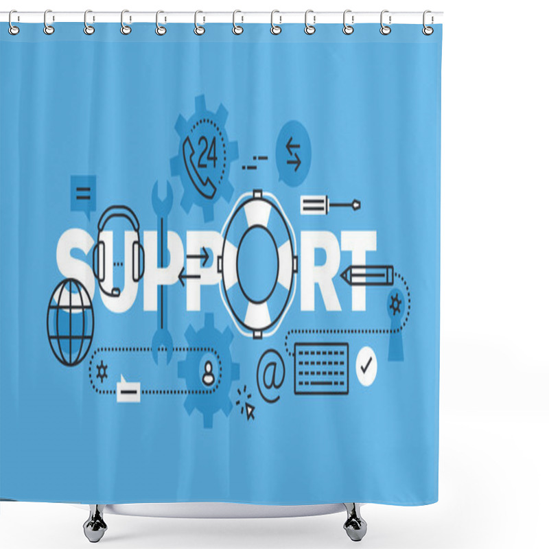 Personality  Modern Thin Line Design Concept For Support Website Banner. Shower Curtains