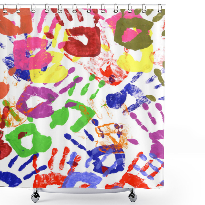 Personality  Painted Handprints Shower Curtains