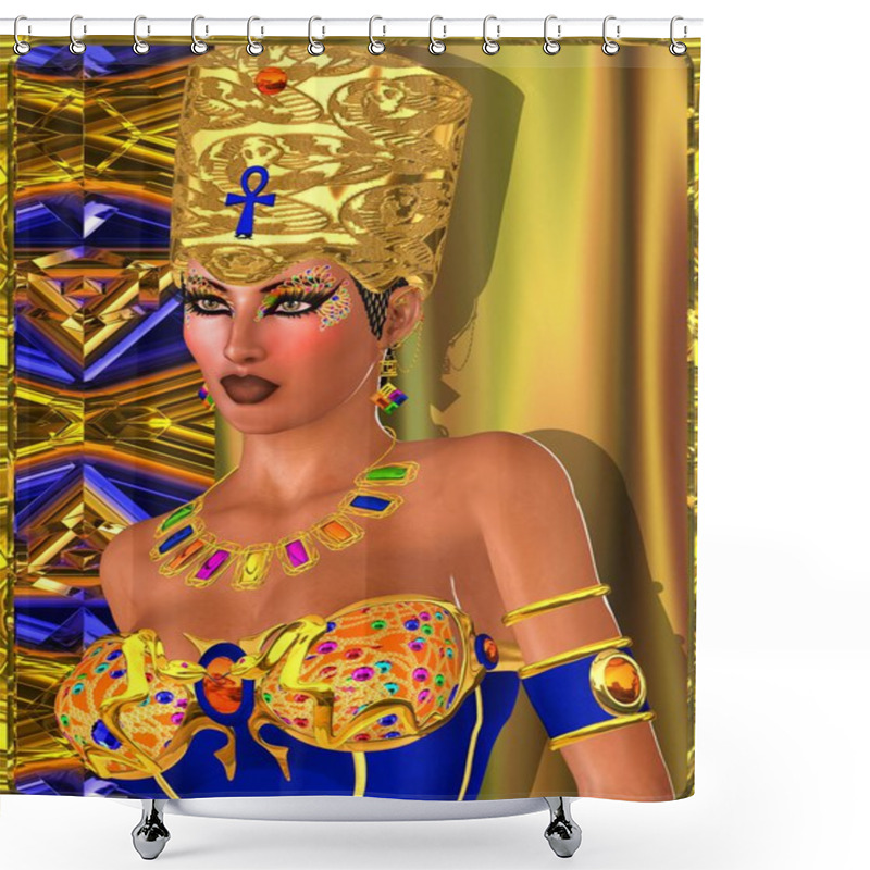 Personality  Egyptian Beauty With Bejeweled Eye Makeup Shower Curtains