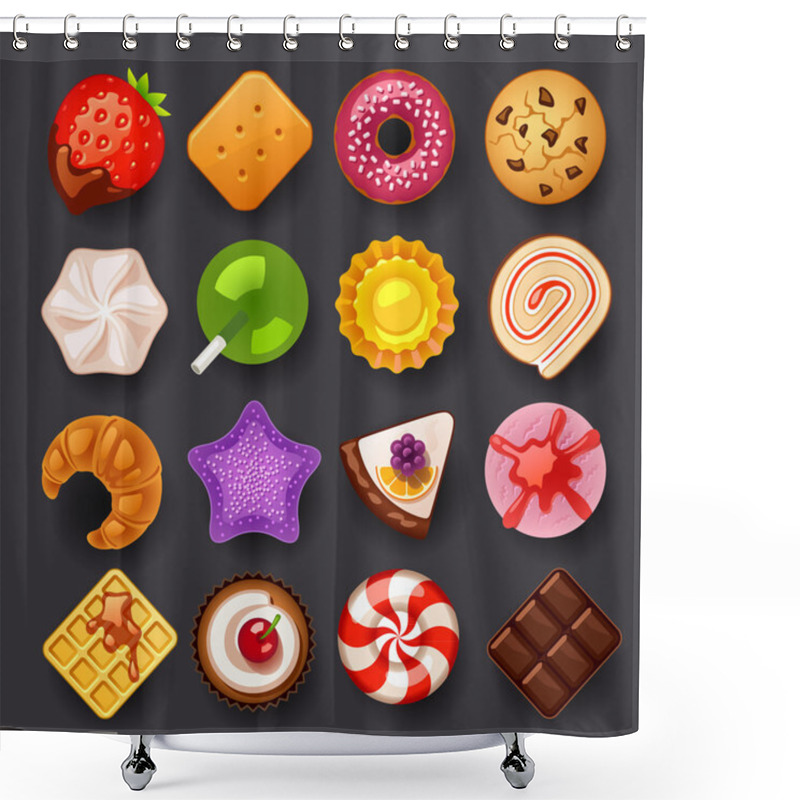 Personality  Dessert Icon Set Shower Curtains