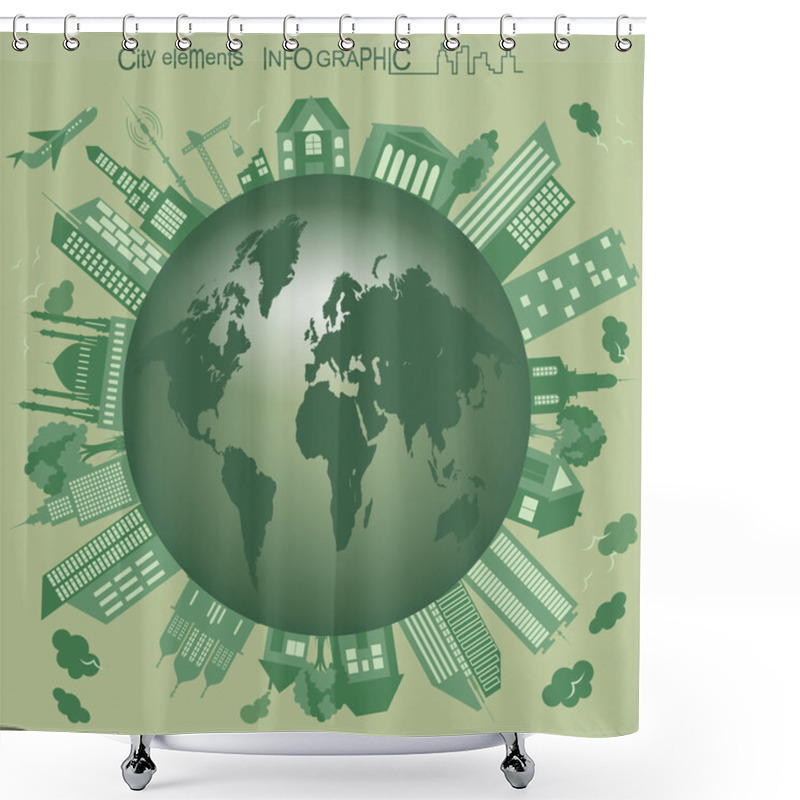 Personality  Set Of Modern City Elements For Creating Your Own Maps Of The Ci Shower Curtains