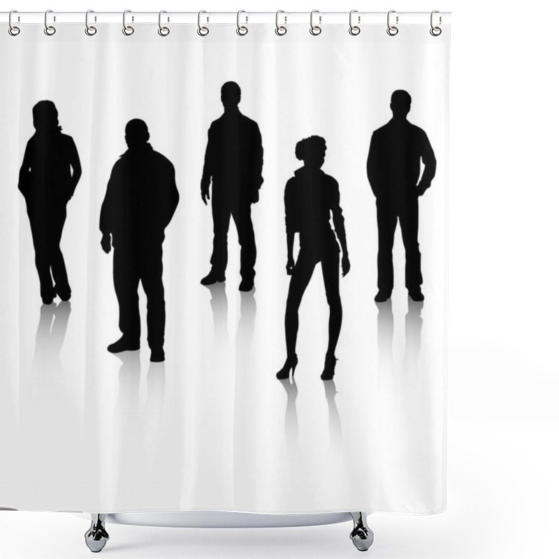 Personality  Black Silhouettes Of With Reflexi Shower Curtains