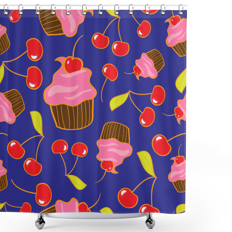 Personality  Cherry Cakes Pattern Shower Curtains