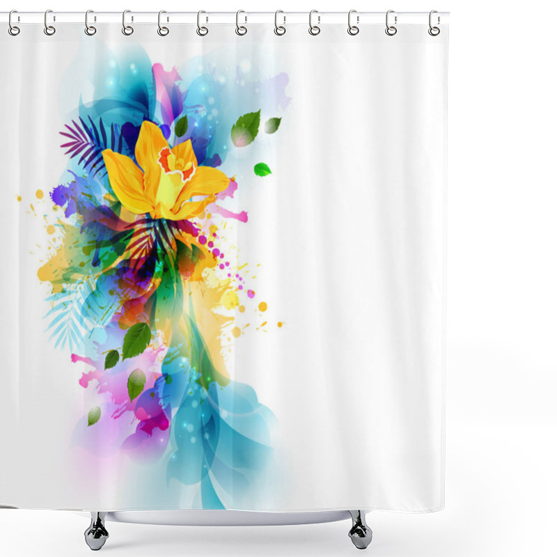 Personality  Flowers On The Artistic Abstract Blots Shower Curtains