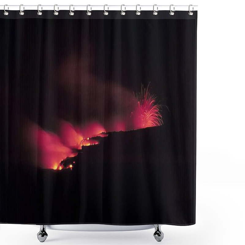 Personality  Molten Lava Flow With Intense Fire In Natural Background Shower Curtains