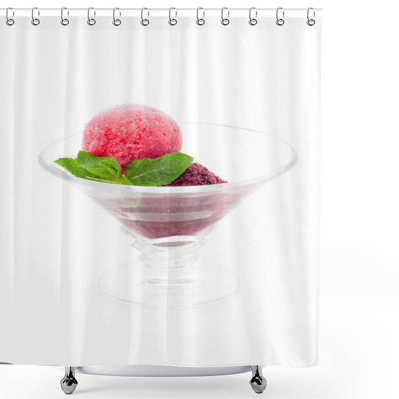 Personality  Delicious Berry Ice Cream With Mint Leaves Shower Curtains