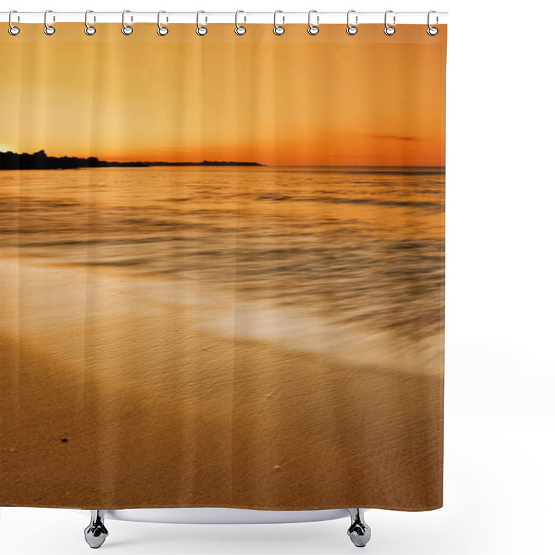 Personality  Golden Beach Sunset Shower Curtains