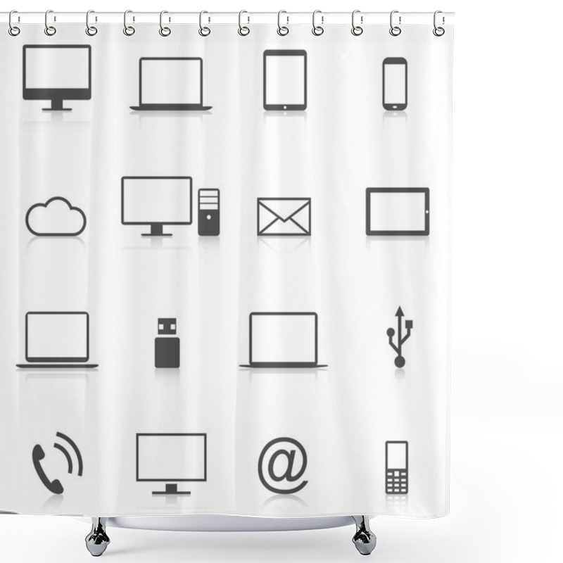 Personality  Set Of Modern Computer Icons Isolation Vector Shower Curtains