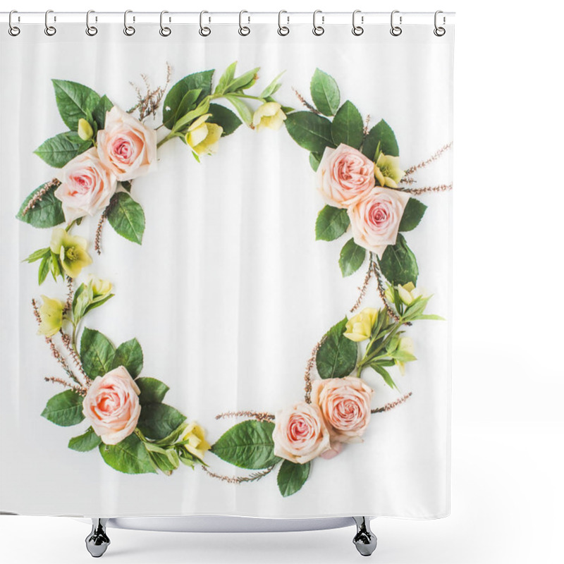 Personality  Frame Made Of Pink Roses  Shower Curtains