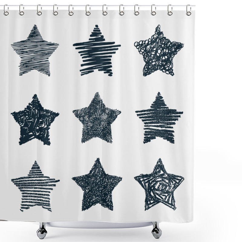 Personality  Hand Drawn Stars Shower Curtains