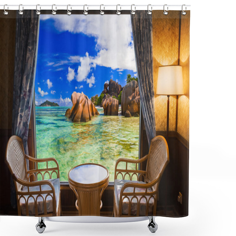 Personality  Hotel Room And Beach Landscape Shower Curtains