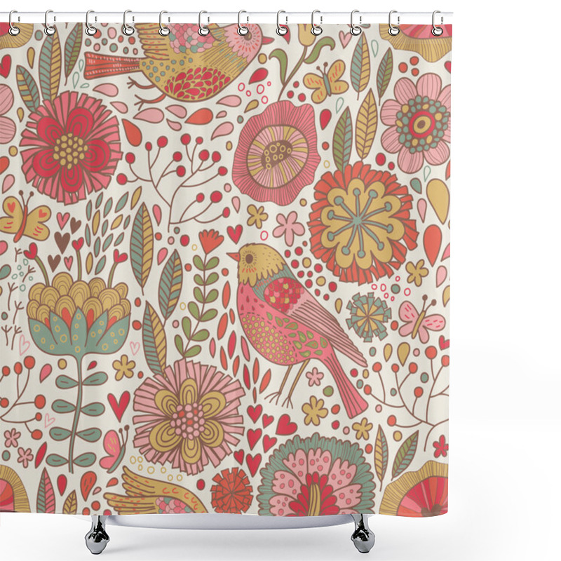 Personality  Retro Floral Seamless Pattern Shower Curtains