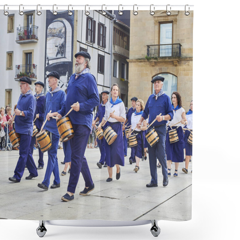 Personality  Citizens Drumming In Tamborrada Of San Sebastian. Basque Country, Spain. Shower Curtains