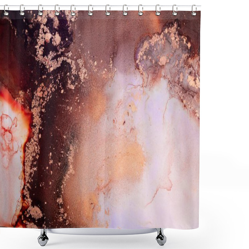 Personality  Marble Ink Abstract Art From Exquisite Original Painting For Abstract Background . Painting Was Painted On High Quality Paper Texture To Create Smooth Marble Background Pattern Of Ombre Alcohol Ink . Shower Curtains