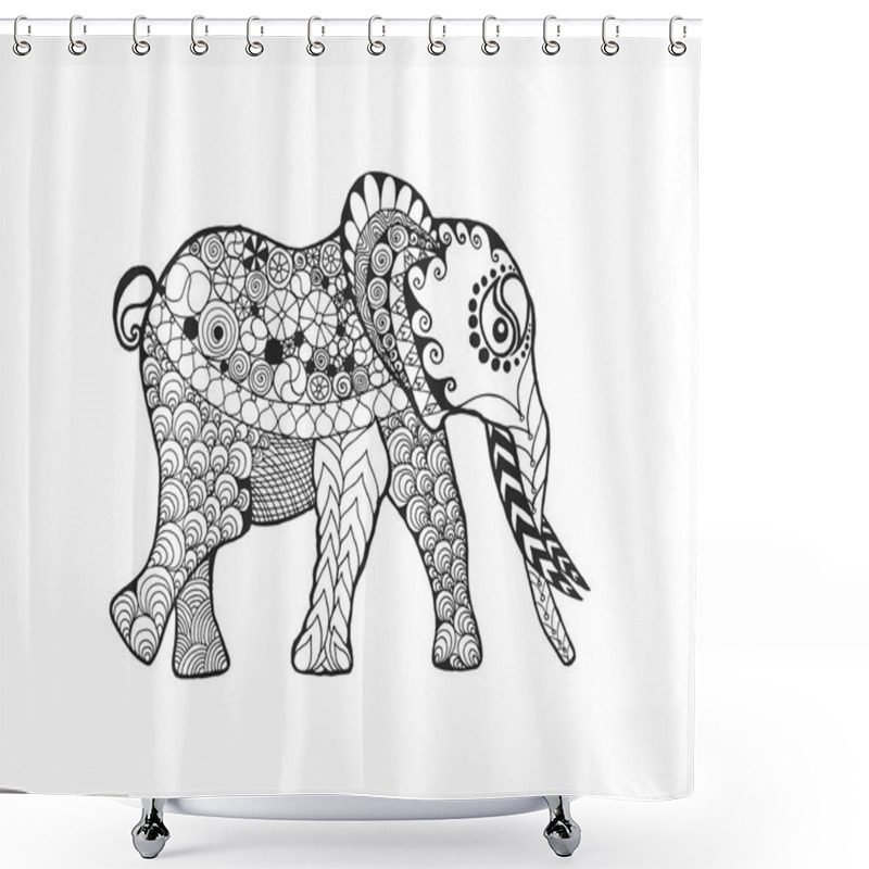 Personality  Zentangle Stylized Elephant Shower Curtains