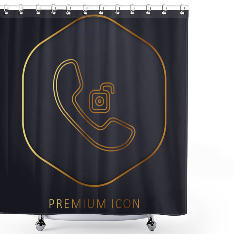 Personality  Auricular Phone Unlocked Golden Line Premium Logo Or Icon Shower Curtains