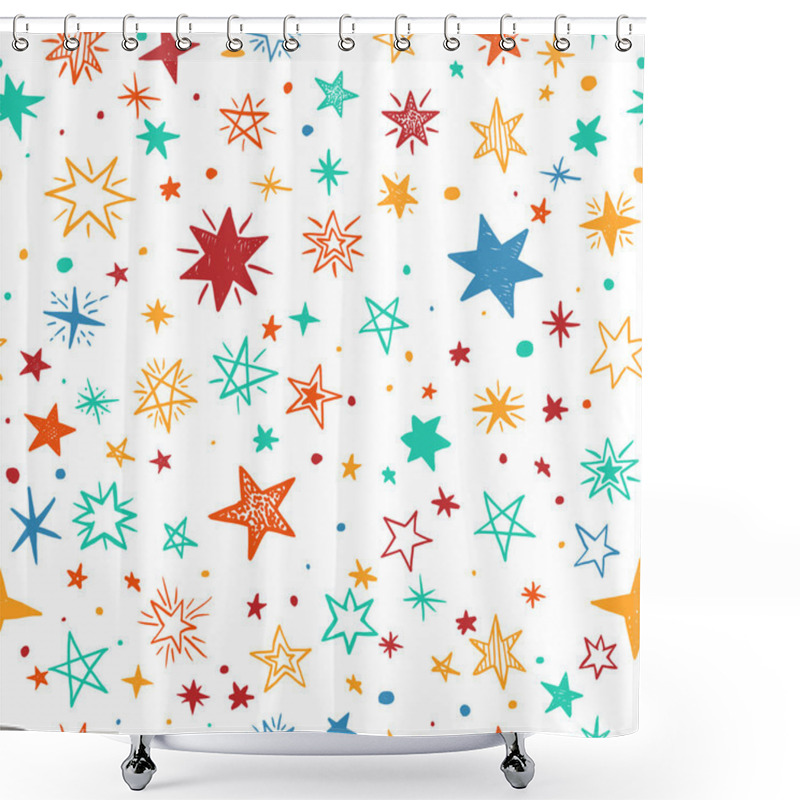 Personality  Seamless Pattern With Handdrawn Stars Shower Curtains