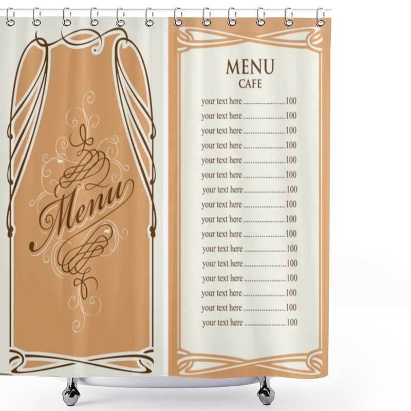 Personality  Menu For Cafe With Price List And Curlicues Frame Shower Curtains