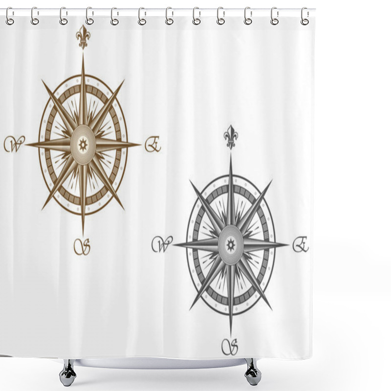 Personality  Medieval Compass Shower Curtains