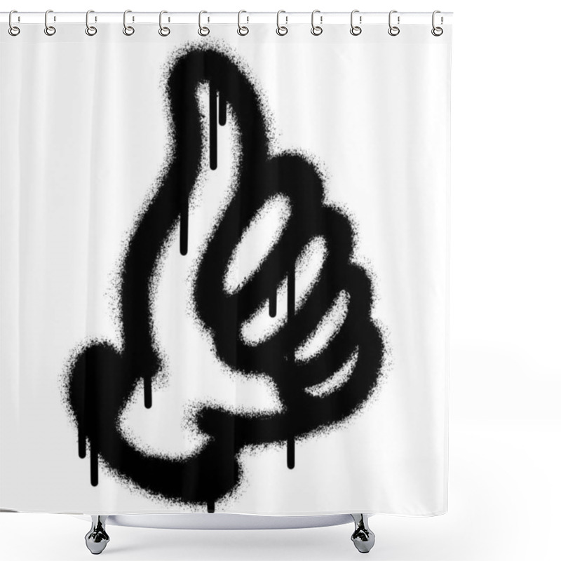 Personality  Spray Painted Graffiti Thumbs Up Icon Sprayed Isolated With A White Background. Shower Curtains