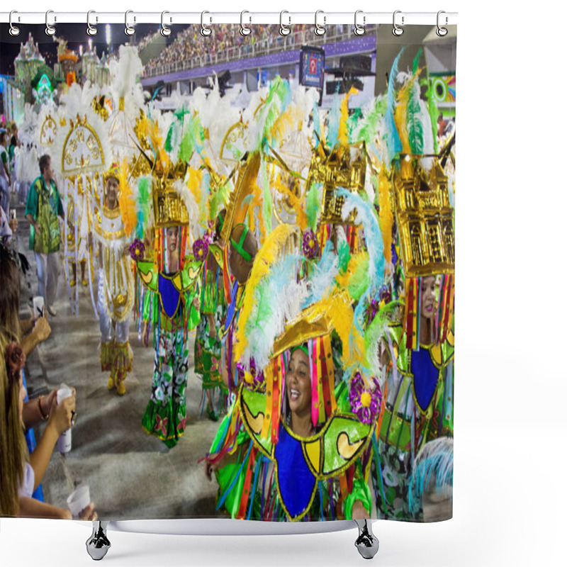 Personality  RIO DE JANEIRO - FEBRUARY 10: A Womans And Man In Costume Dancin Shower Curtains