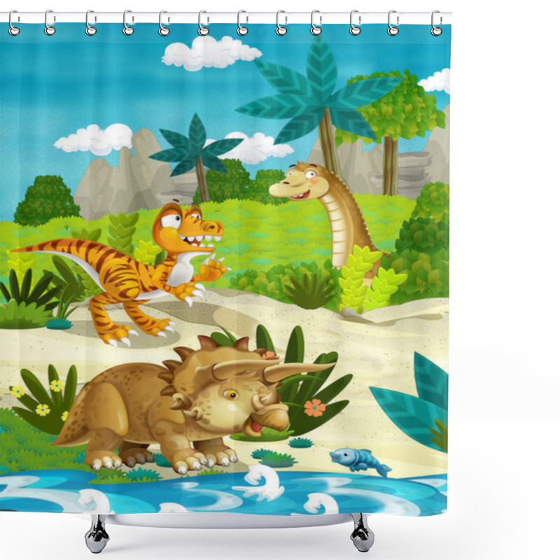 Personality  Cartoon Happy Dinosaurs Shower Curtains