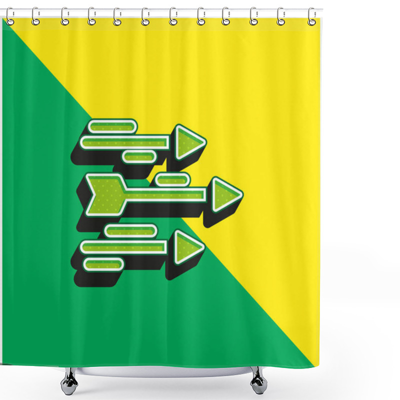 Personality  Arrows Green And Yellow Modern 3d Vector Icon Logo Shower Curtains