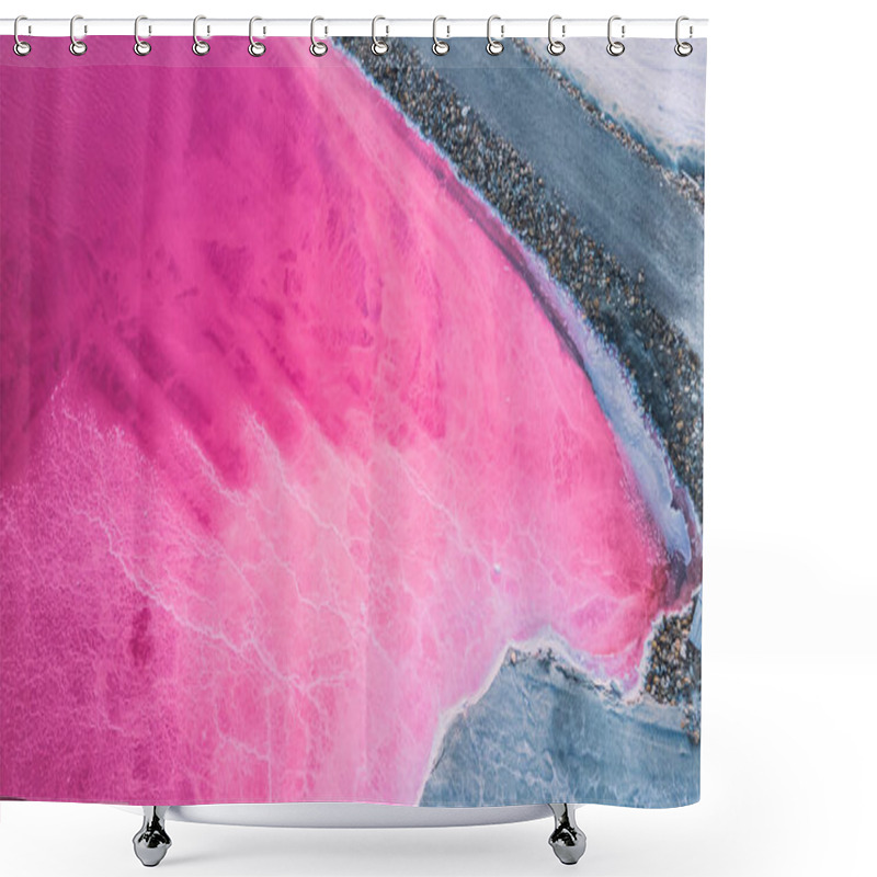 Personality  Aerial View Of Pink Salt Lake. Salt Production Plants Evaporated Brine Pond In A Salt Lake. Salin De Giraud Saltworks In The Camargue In Provence, South Of France Shower Curtains