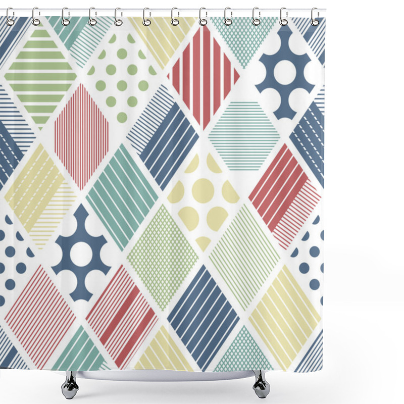 Personality  Abstract Rhombus Vector Seamless Pattern. Geometric Texture. Folk Rug. Shower Curtains