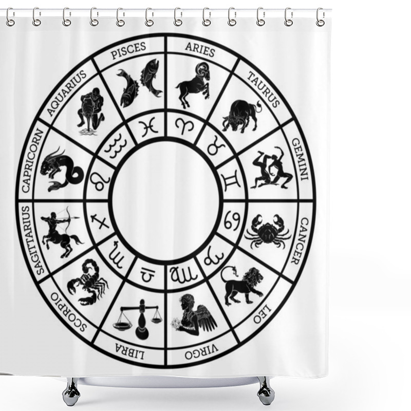 Personality  Zodiac Sign Horoscope Icons Shower Curtains