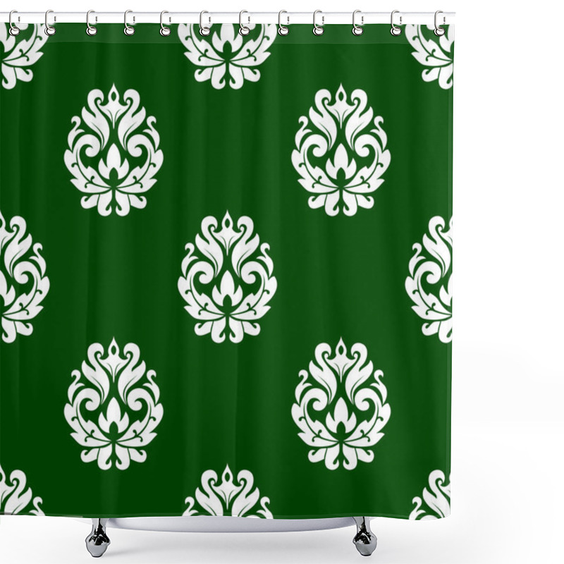 Personality  Green Floral Damask Style Seamless Pattern Shower Curtains