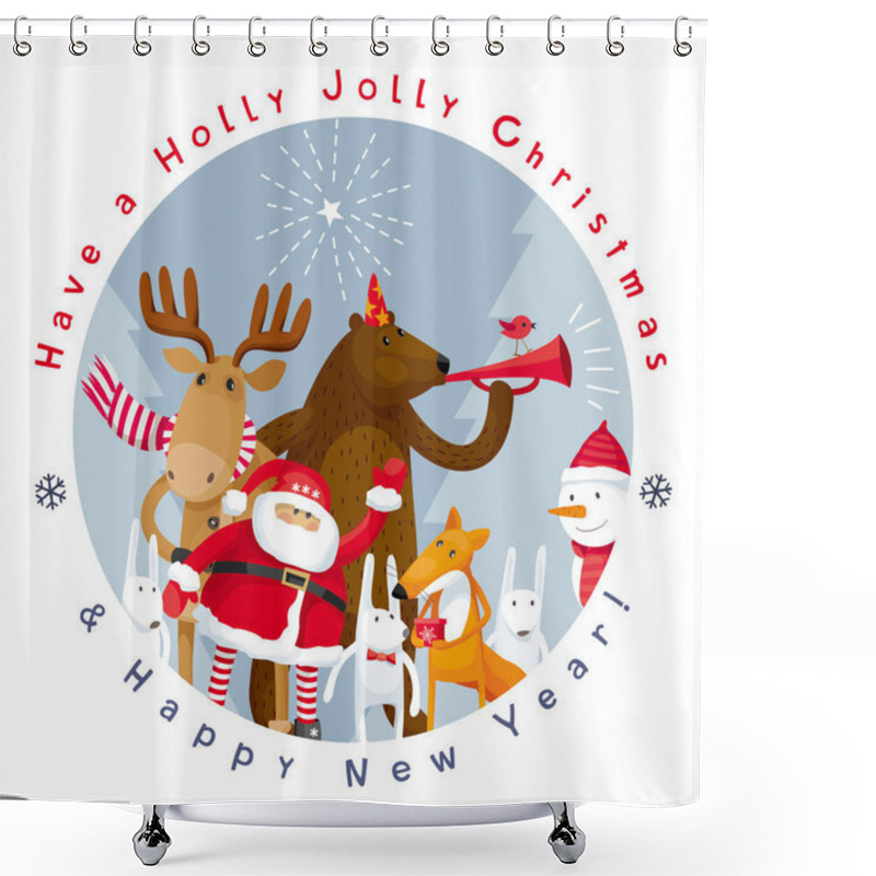 Personality  Merry Christmas Vector Image Shower Curtains