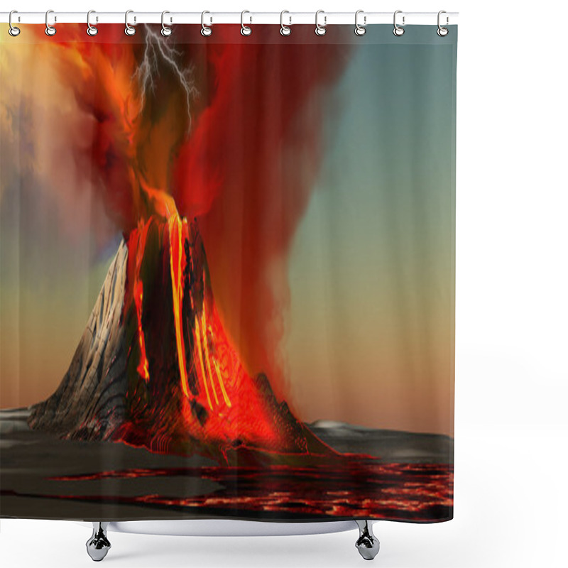 Personality  Hawaii Volcano Shower Curtains