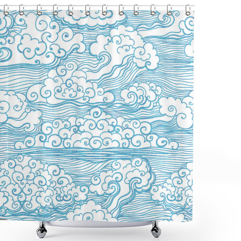 Personality  Seamless Pattern With Clouds. Vector, EPS 10 Shower Curtains