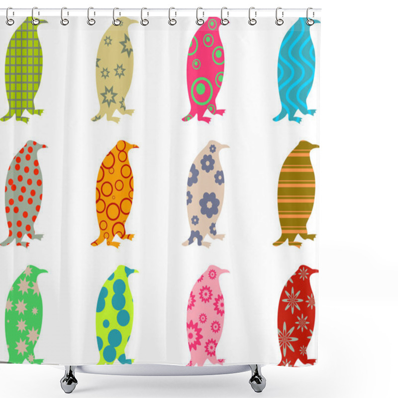 Personality  Patterned Penguins Shower Curtains